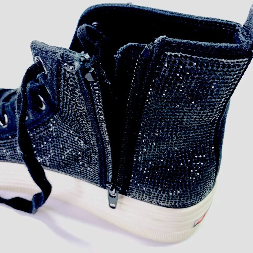 Steve Madden Berker Black Rhinestone high-top Platform Sneakers Size 9 - Picture 11 of 13